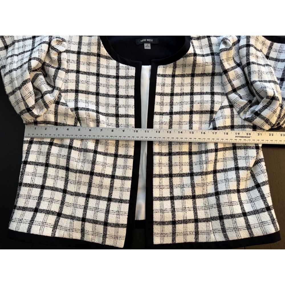 Nine West Open Front Blazer Women's Size 16 Black/White Business Casual Career - Picture 12 of 13